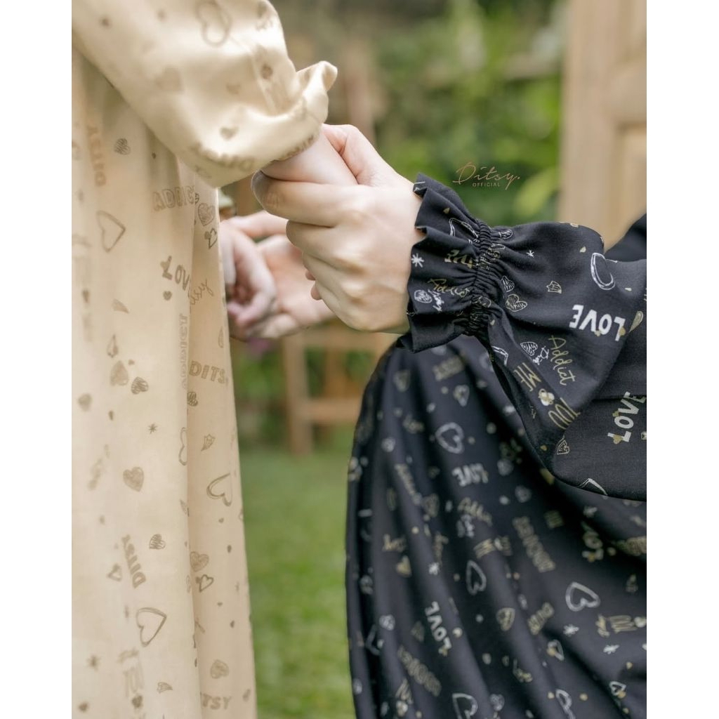 Vaila Series Ditsy September Vaila Pitchblack Vaila Bittercream Foundie Viscose Gamis Mewah Premium 