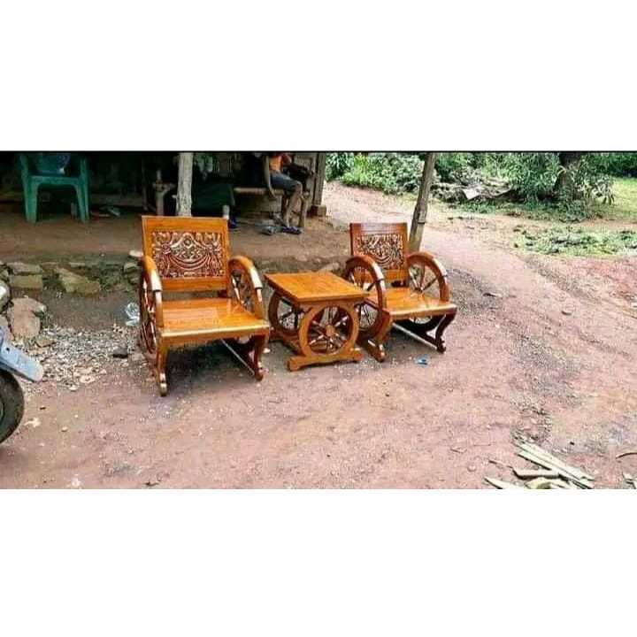 Kursi tamu kayu jati model dokar 2 kursi 1 meja