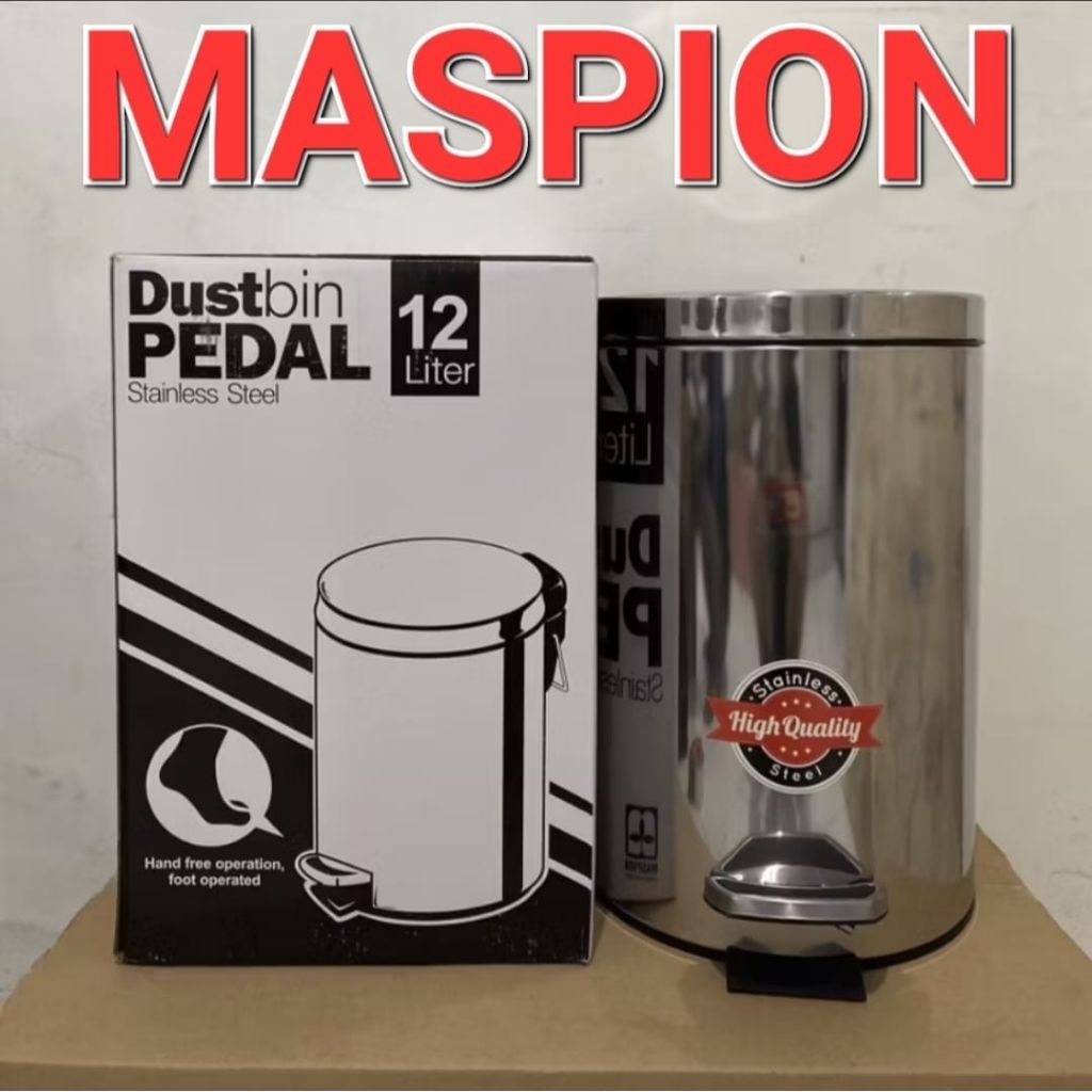 Tempat sampah injak stainless 5 & 12 liter maspion/tempat sampah pedal 5 & 12 liter