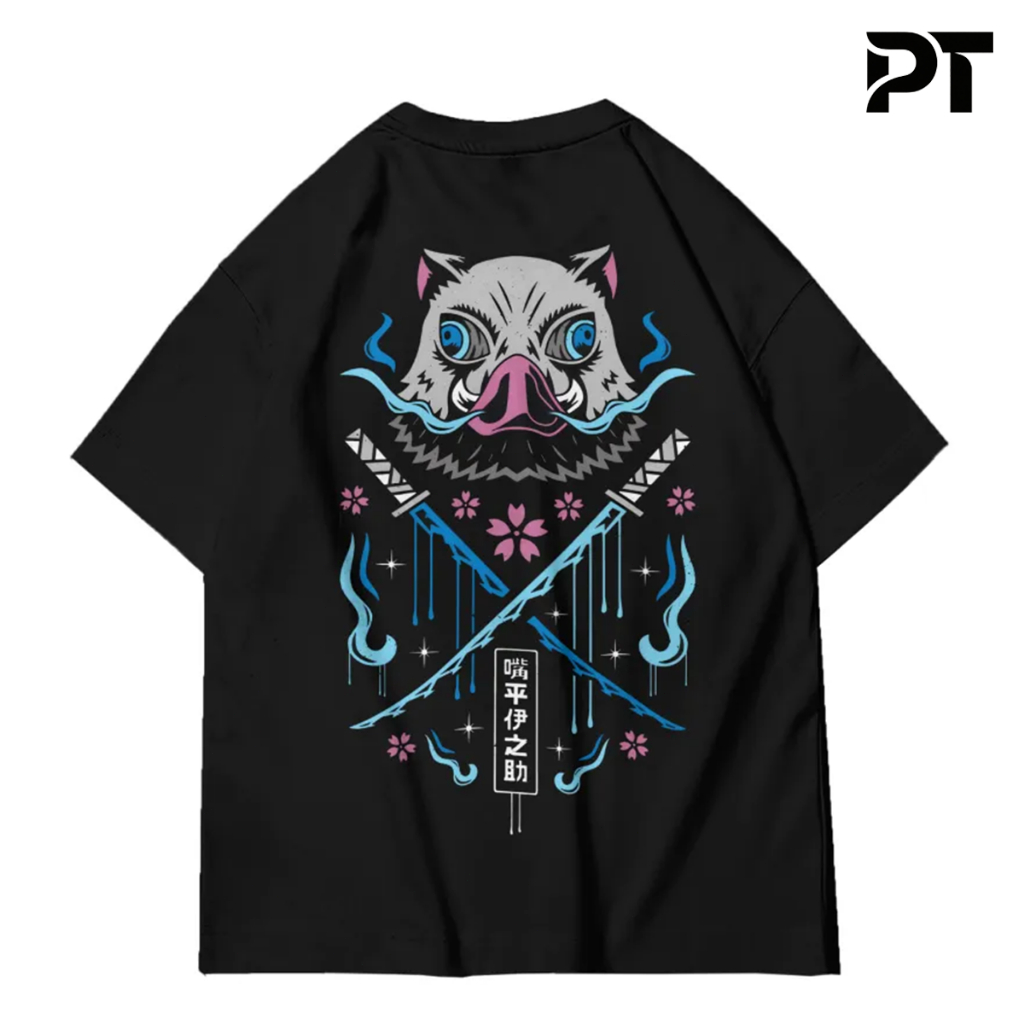 Prima Tee Oversized Tshirt DEMON SLAYER Hashibira Inosuke Sakura Pedang Ganda | Anime Jepang | Kaos 