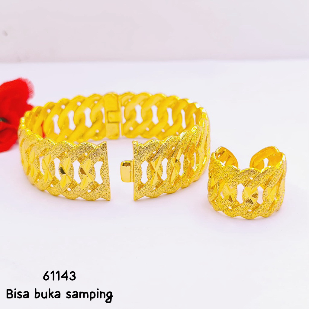 Gelang dubai keroncong kaku bonus cincin dubai