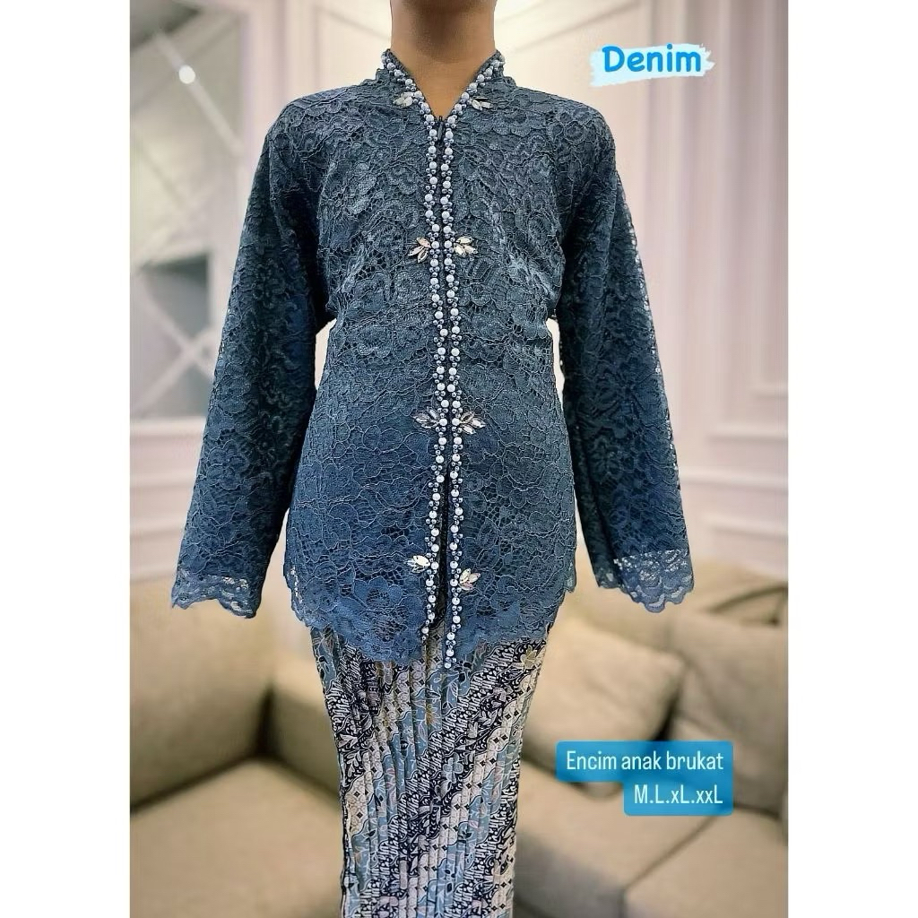 Produksi Sendiri Kebaya Encim Brokat Payet Anak/Kebaya Wisuda Anak/Kebaya Payet Anak/Kebaya Anak Pau