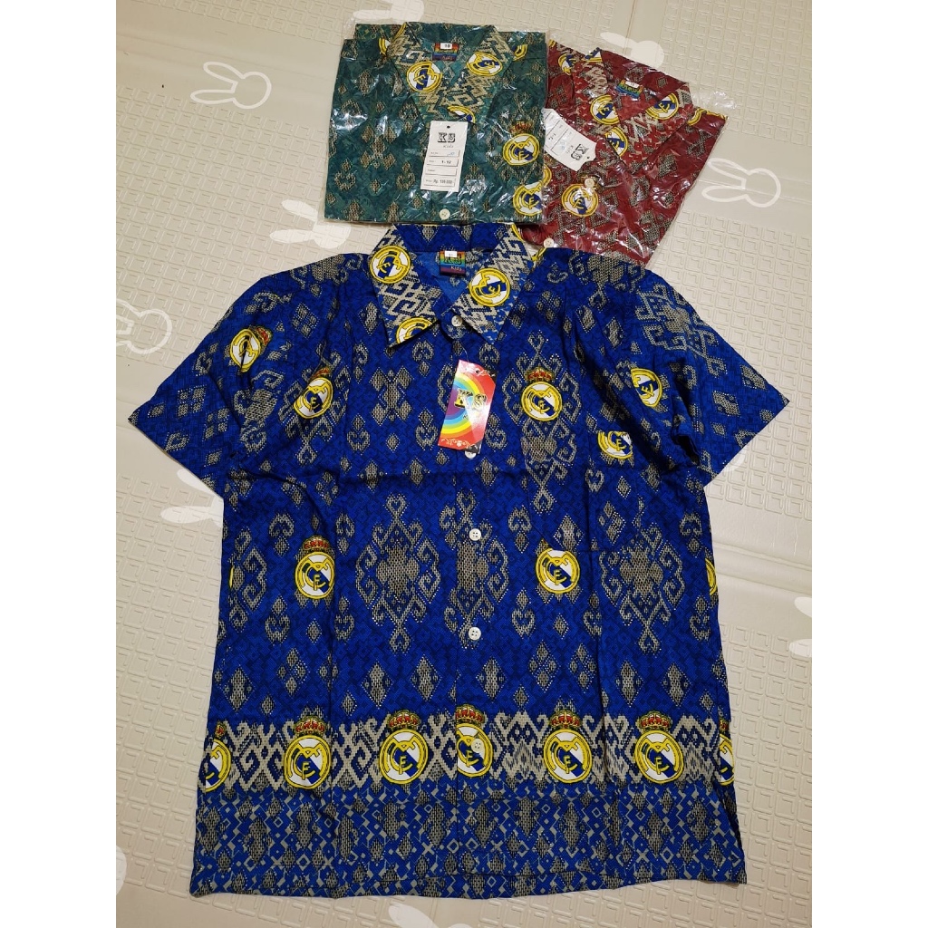 Baju Batik Anak Motif Bola Kemeja Batik Anak Motif Club Bola Batik Bola 6 bulan - 8 tahun
