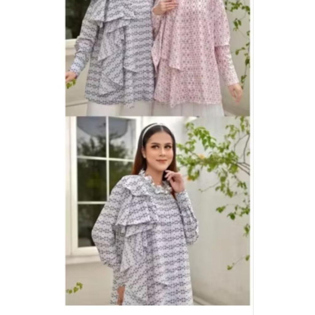 Blouse Monogram Vanilla Hijab Dear V Pink