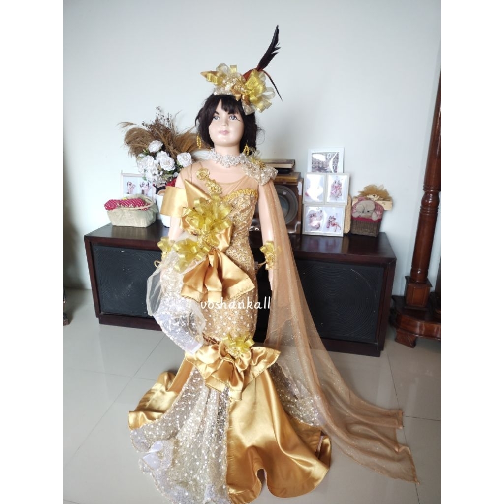 Dress evening gown Gold glam angel anak fashion show bisa 2 model