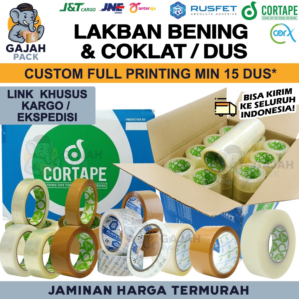 

Lakban Isolasi CORTAPE RUSFET BENING COKLAT CORX Solatip OPP Tape Ecer Grosir Termurah / DUS KARGO
