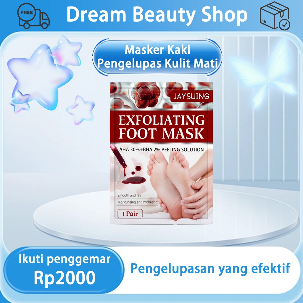 Jaysuing Masker Kaki Pengelupas Kulit Mati 1pcs Masker Kaki Pengelupas Kulit Mati Fruit Acid Exfolia