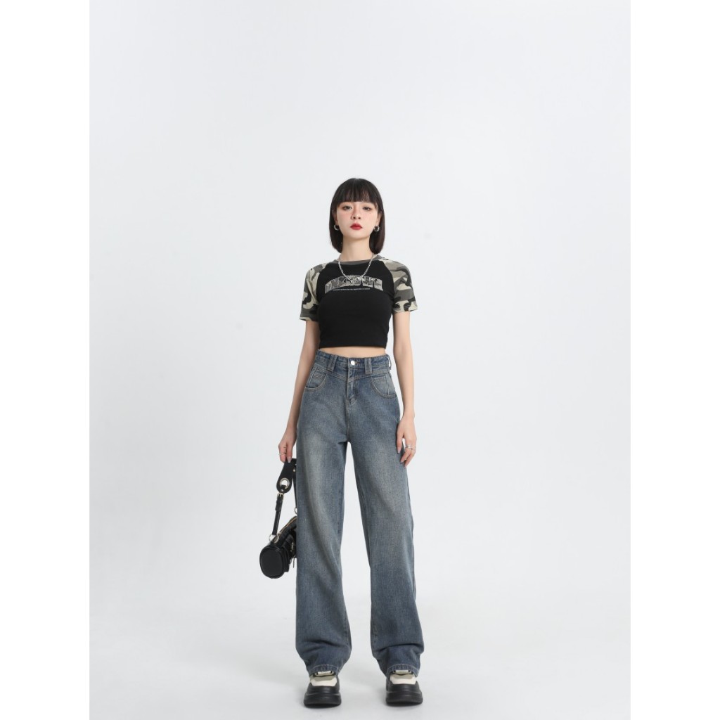 High-end fabric women's jeans, thick and comfortable fabric straight-leg jeans S-3XL Y041 High waist