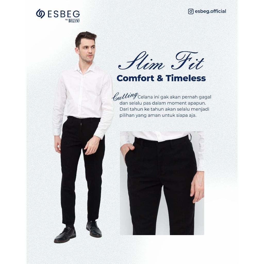 ESBEG - Celana Panjang Formal Pria BOLZANO Slim Fit Warna Hitam - FB 201 SL