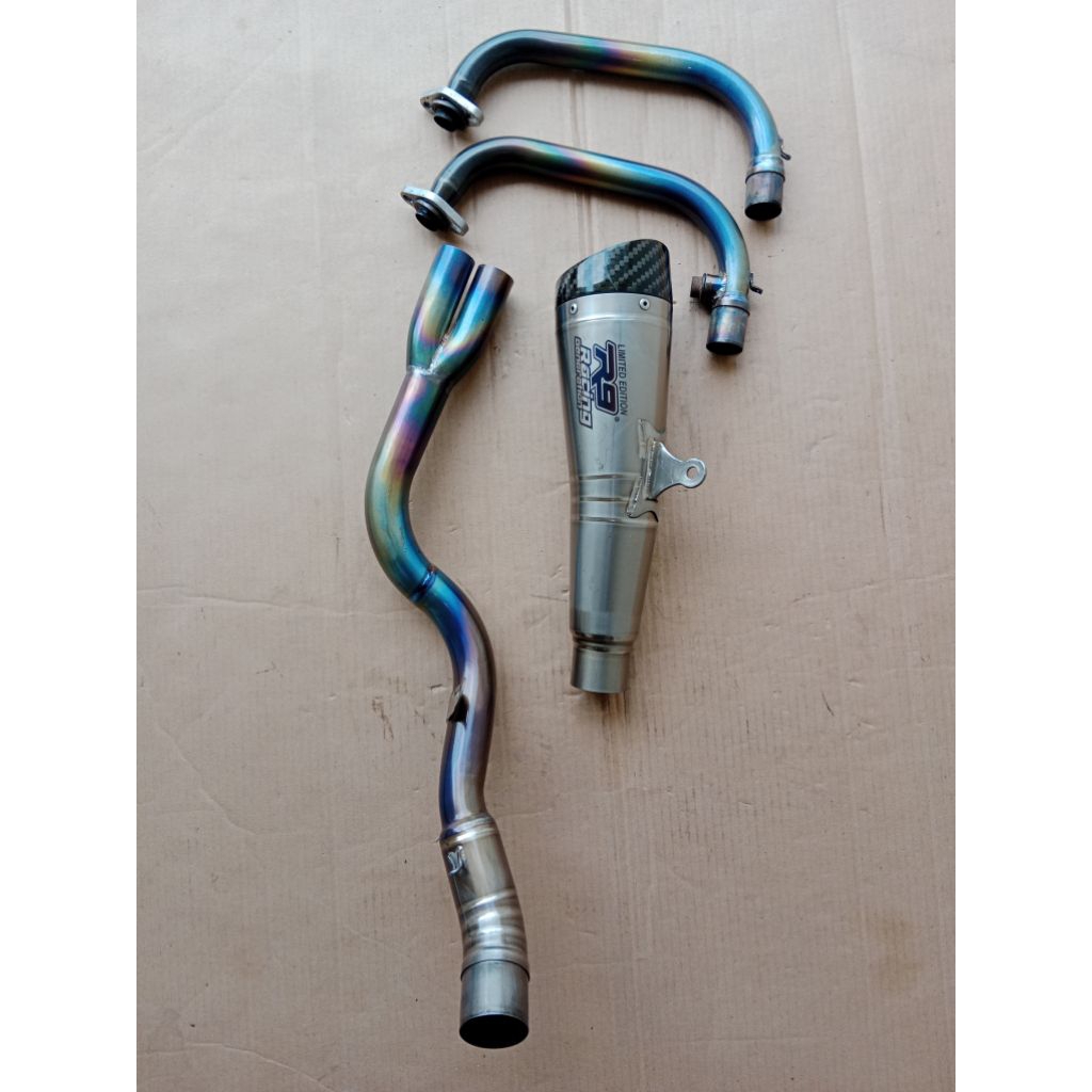 knalpot r9 h2 titanium full sistem  ninja 250 fi old thn 2012_2017