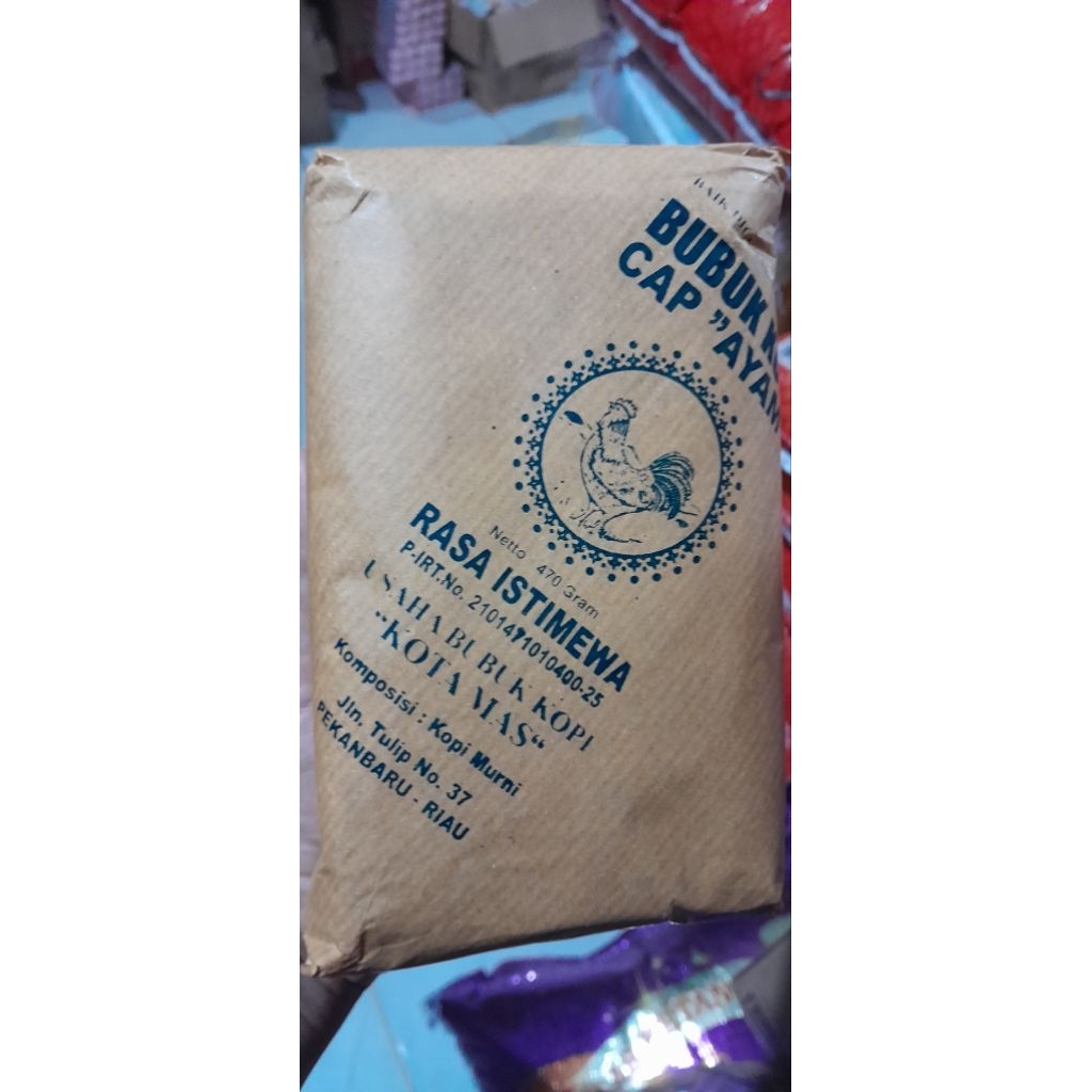 

kopi bubuk hitam cap ayam kota mas 500gr