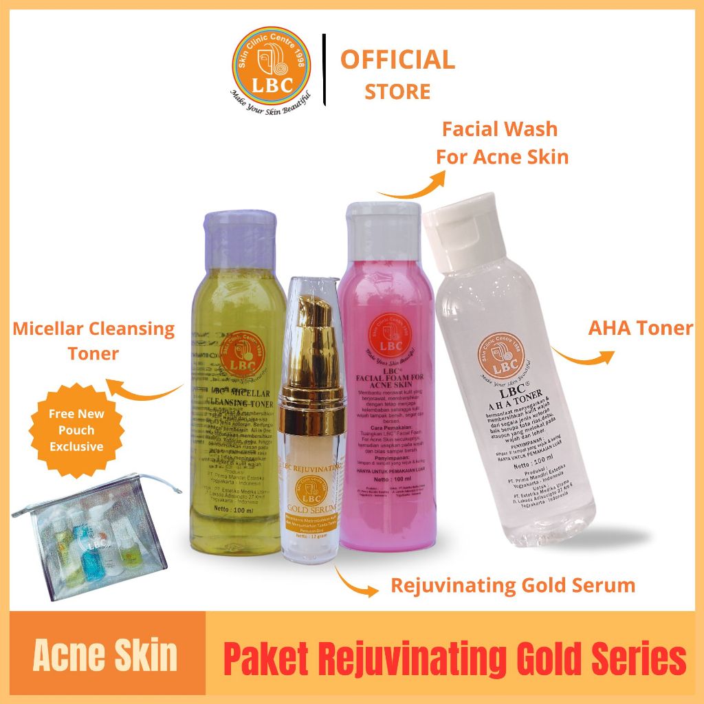 LBC Paket Rejuvinating Gold Series For Acne Skin (FREE POUCH)