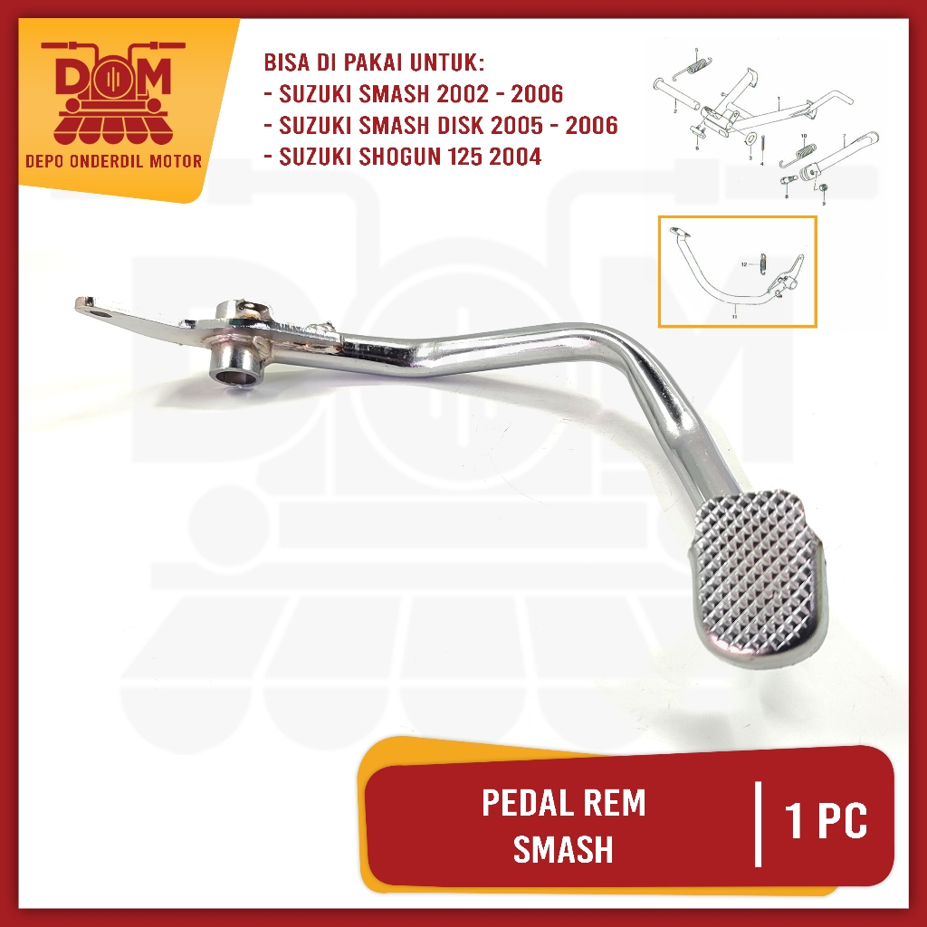 Pedal Rem Smash Old (ERASER) Tuas Injakan Kaki Bawah Rim Belakang Suzuki Smash Lama Shogun 125