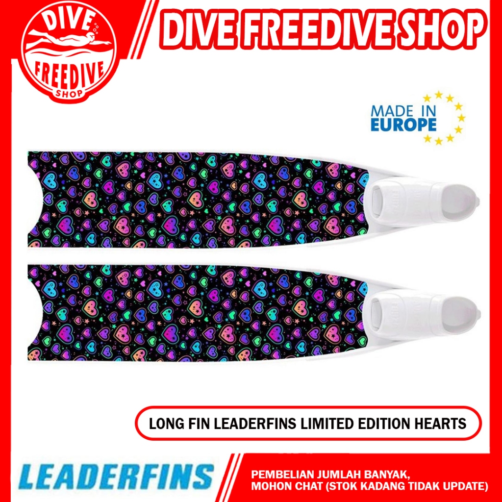 Long Fin Leaderfins Limited Edition Hearts Fiberglass Pure Carbon Fins Kaki Katak Freediving Freediv