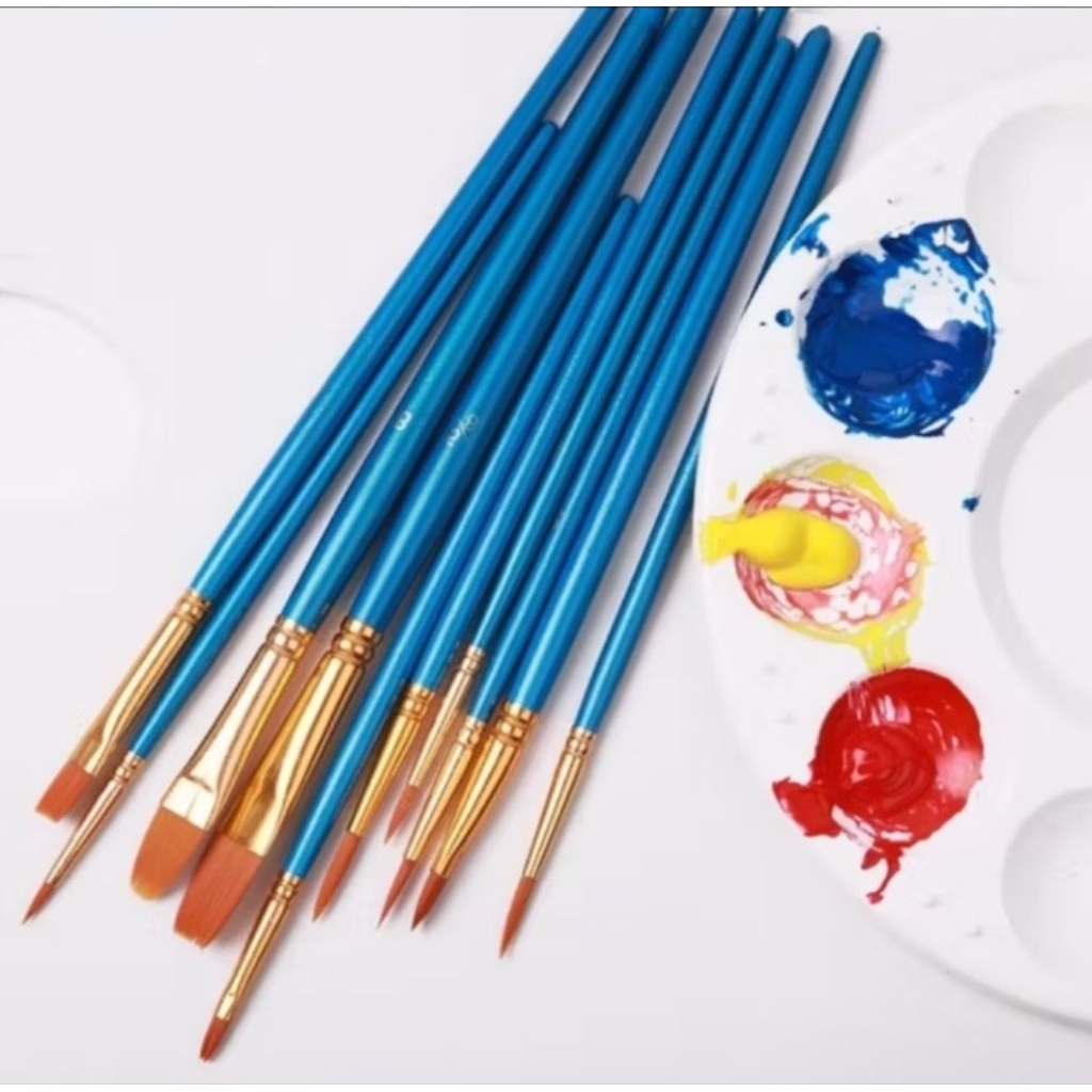 

10Pcs/set Paint Brushes Artist Nylon Hair Painting Brush Kuas Lukis Profesional