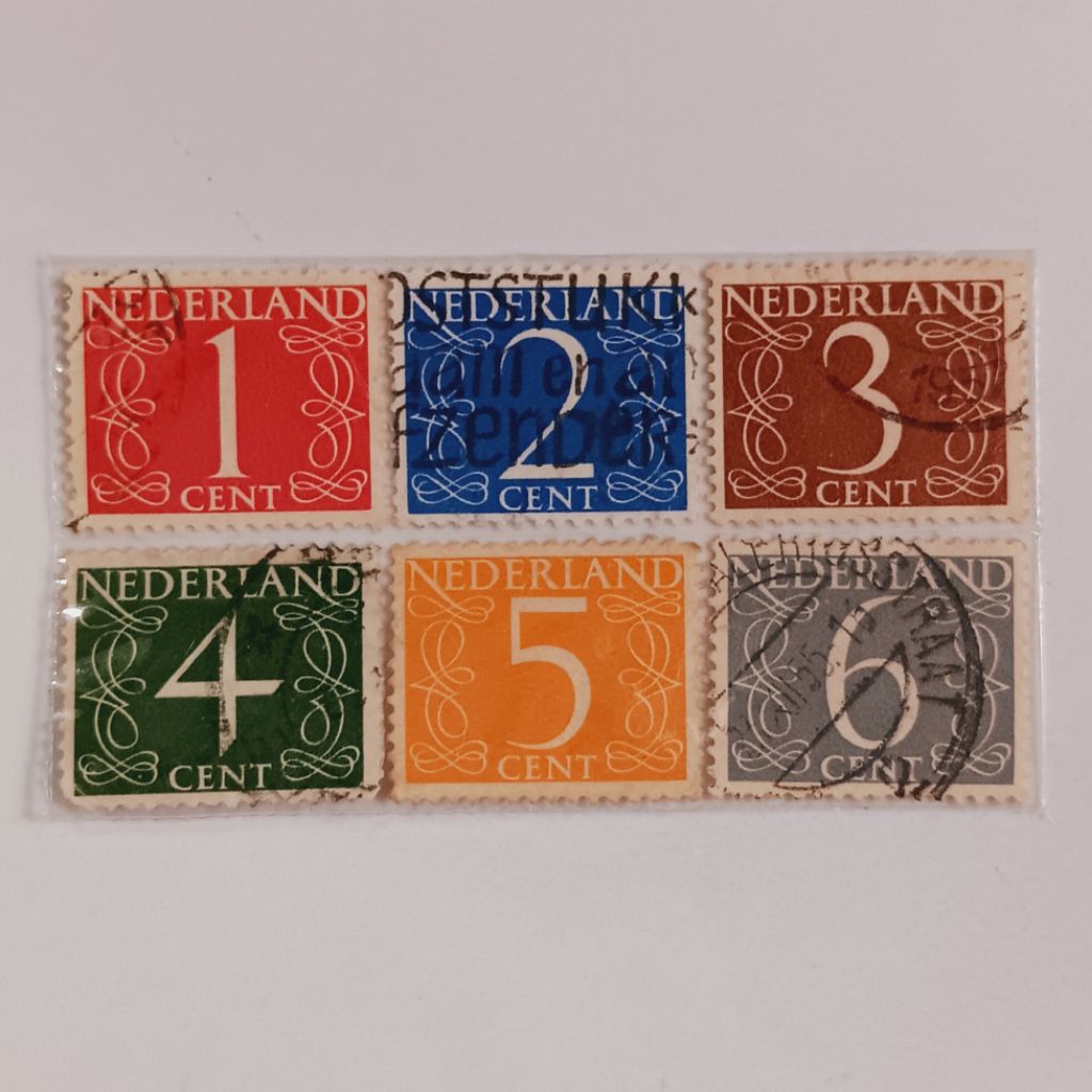 

(AB) Perangko Belanda 1964 - 1975 Numeral Set 6 pcs Used