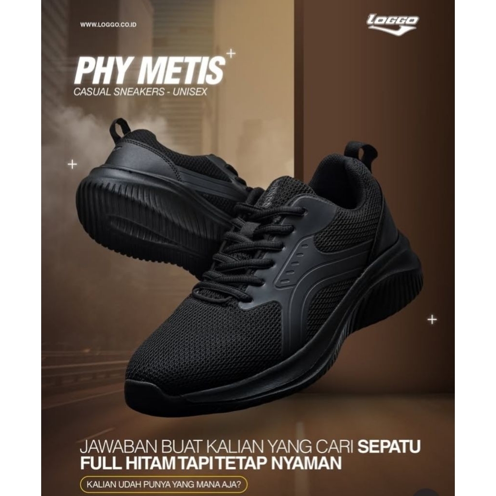 Sepatu Sport Sneakers Unisex Pria Wanita Casual Running Hitam Nyaman Anti Slip LOGGO "Sneakers Pria 