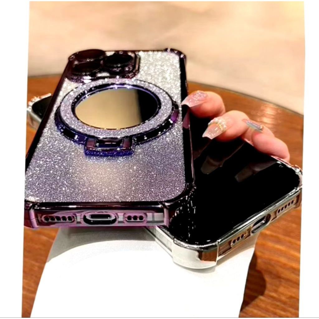 SOFTCASE MEWAH GLITER GRADASI PLUS STAND HAPE KACA OPPO A5I A6PRO A5X A3X A5 PRO A3 PRO A3S A5S A12 