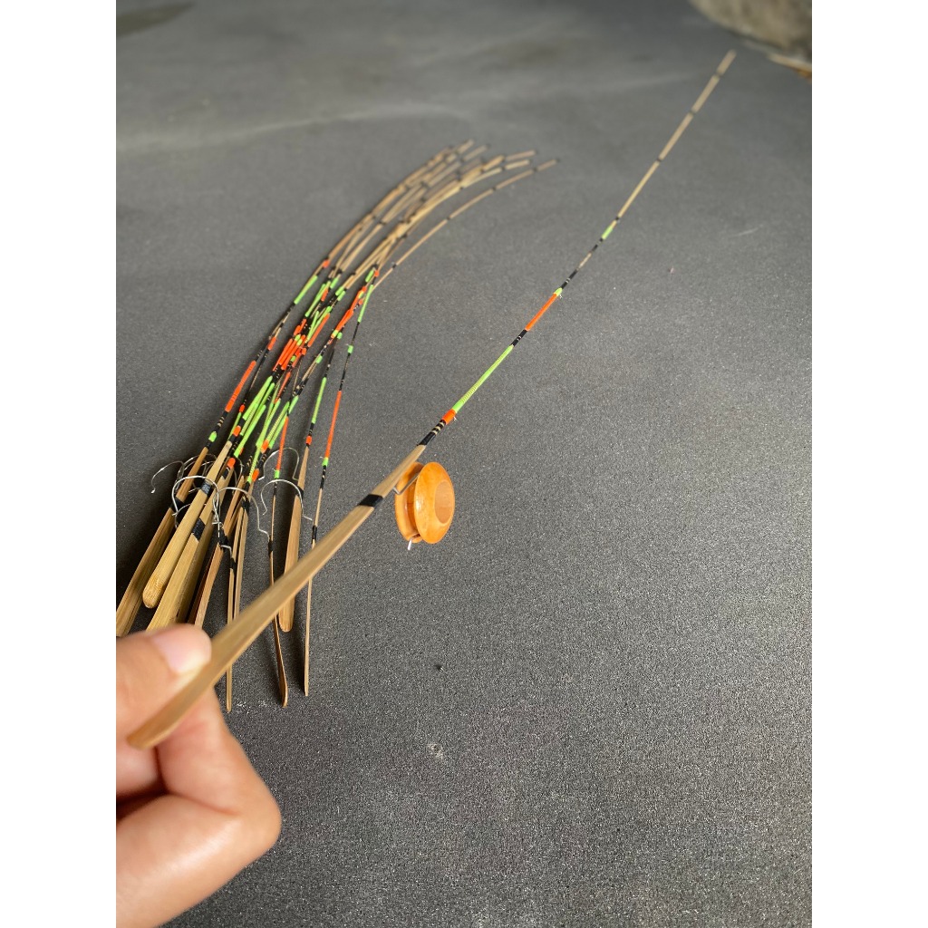 (100cm) 1 Set Joran Bambu Premium Super Lentur - Joran Pancing ikan Wader Nilem Udang Nila lele Kuat