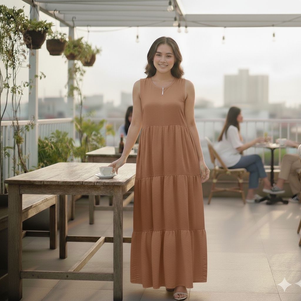 Inner Dress Busui Tanpa Lengan Motif Polos Model Rample Rayon Premium