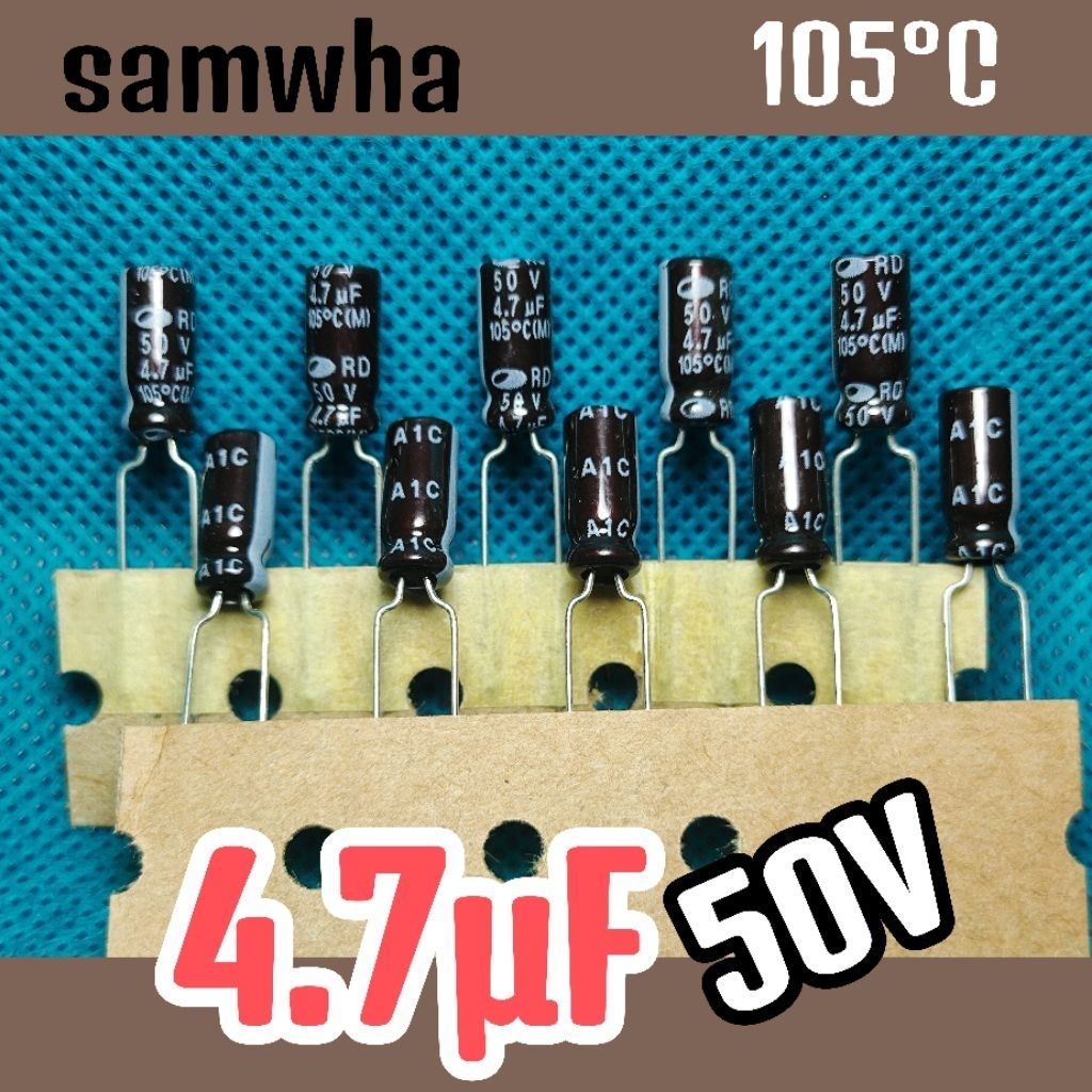 Kapasitor capasitor elko elco 50v 4.7uf 4,7uF 50v 4.7 uf 4,7 uF 50 v 50volt ORIGINAL