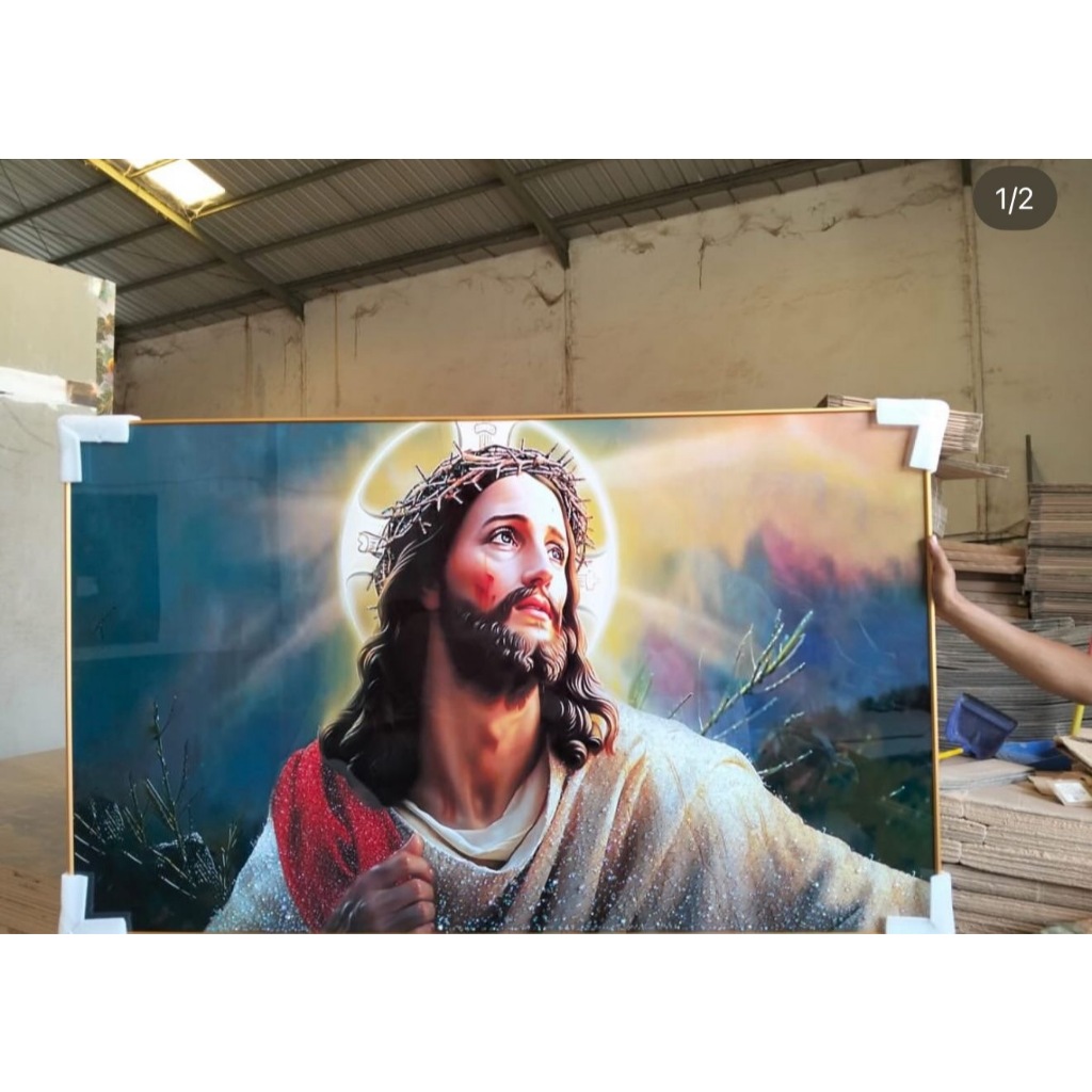 LANROSE – Hiasan Dinding Mewah Dengan Lukisan Diamond 5D Porcelain Motif Tuhan Yesus, Bisa Custom Mo