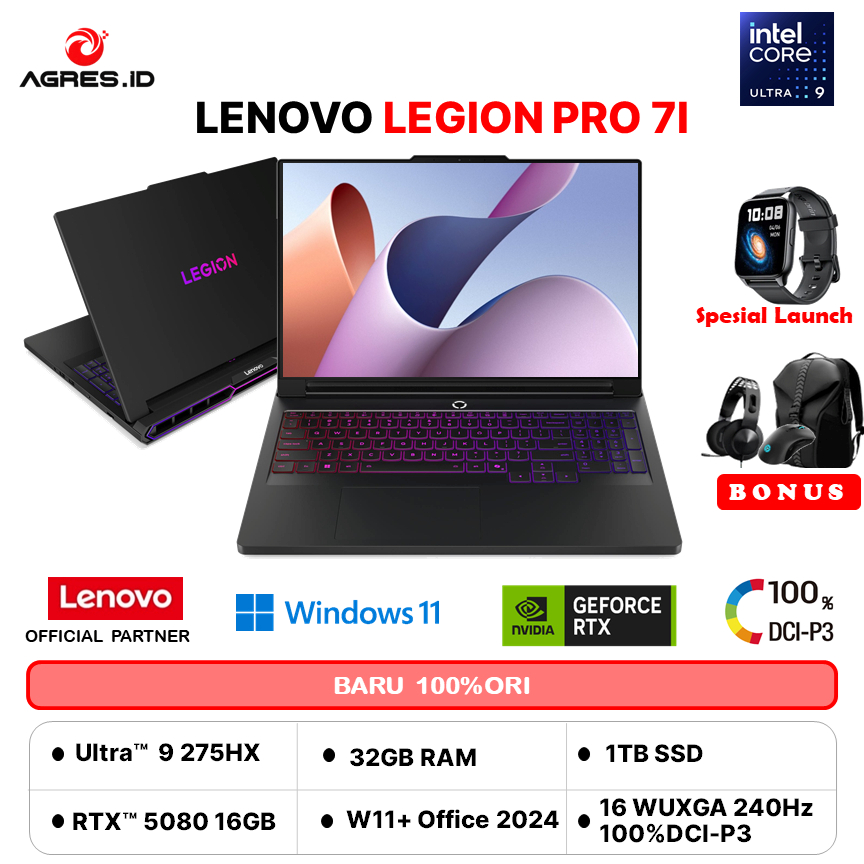 LENOVO Legion Pro 7i 16IAX10H 16 OLED ULTRA 9 275HX RTX5080 16GB 32GB 1TB W11+OHS 16.0WQXGA 8YID