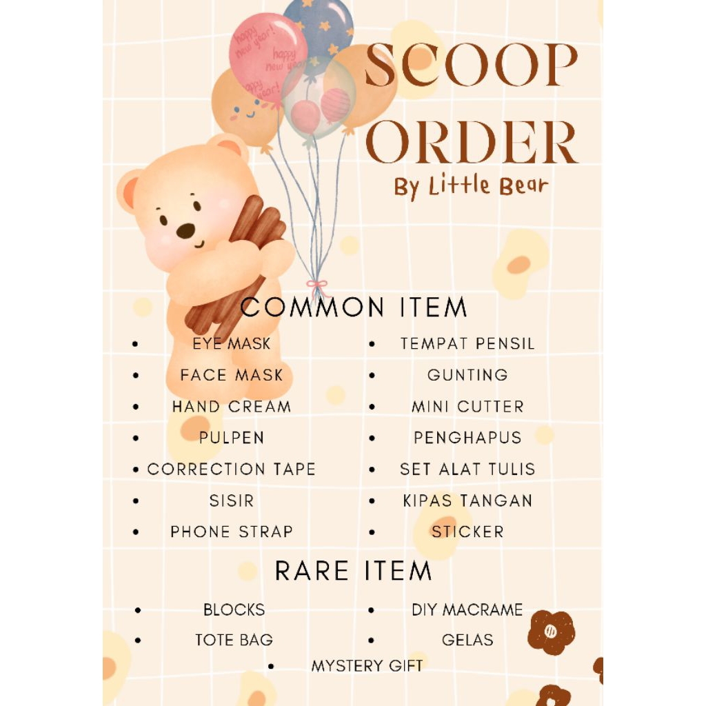 

SCOOP ORDER BY LITTLE BEAR