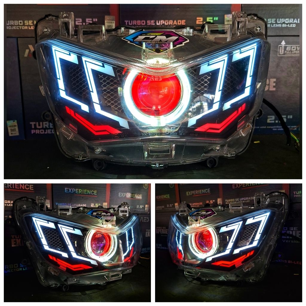 HEADLAMP SET LAMPU DEPAN SET CUSTOM BILED AES EXPERIENCE LAZY EYES YAMAHA NMAX NEW