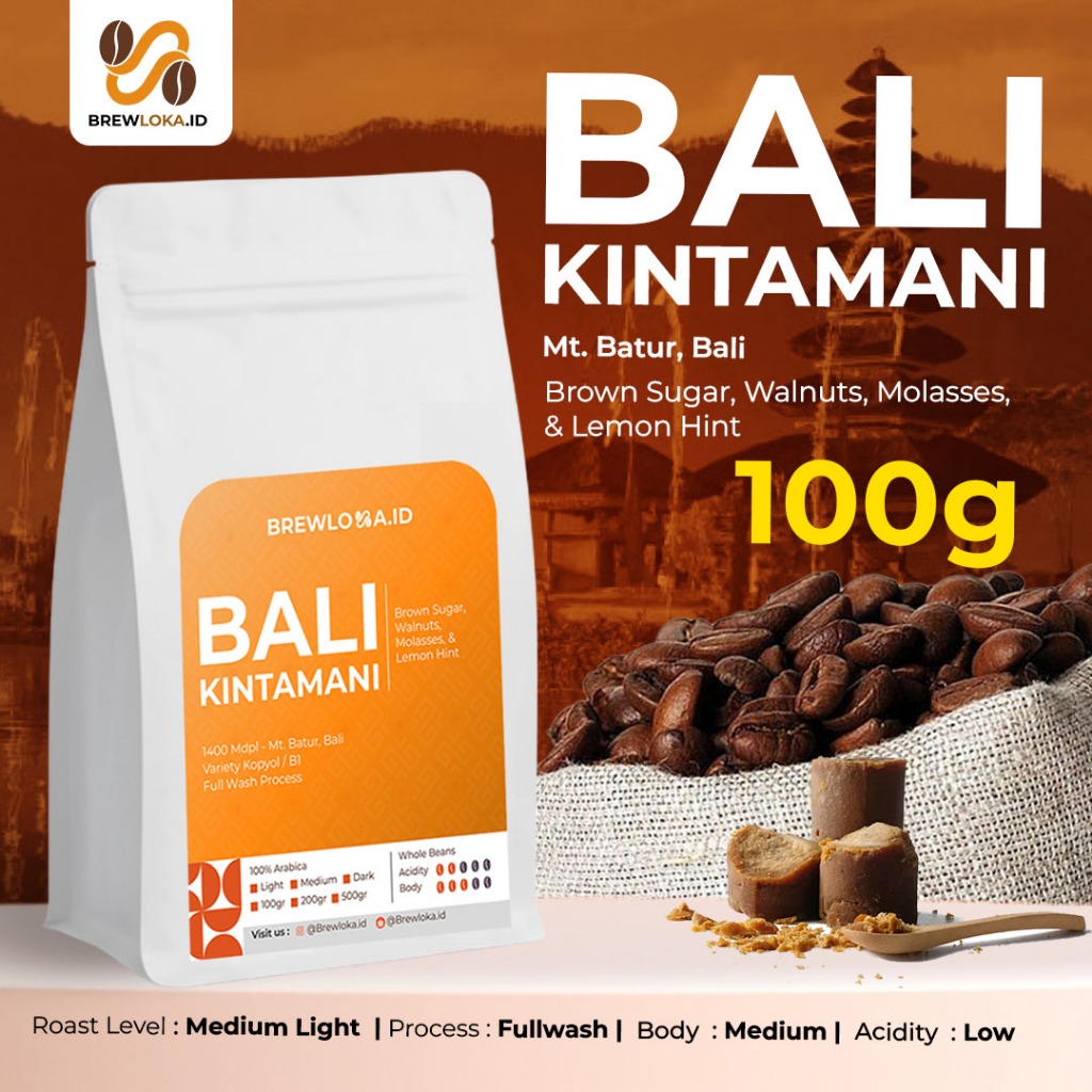 

Brewloka.id - Bali Kintamani Arabica Grade 1 Medium Roast 100g 200g