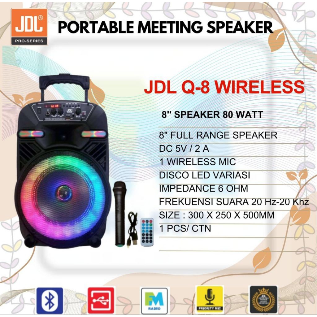 Speaker Portable Wireless JDL Q8 Wireless Original 8 inch Bluetooth