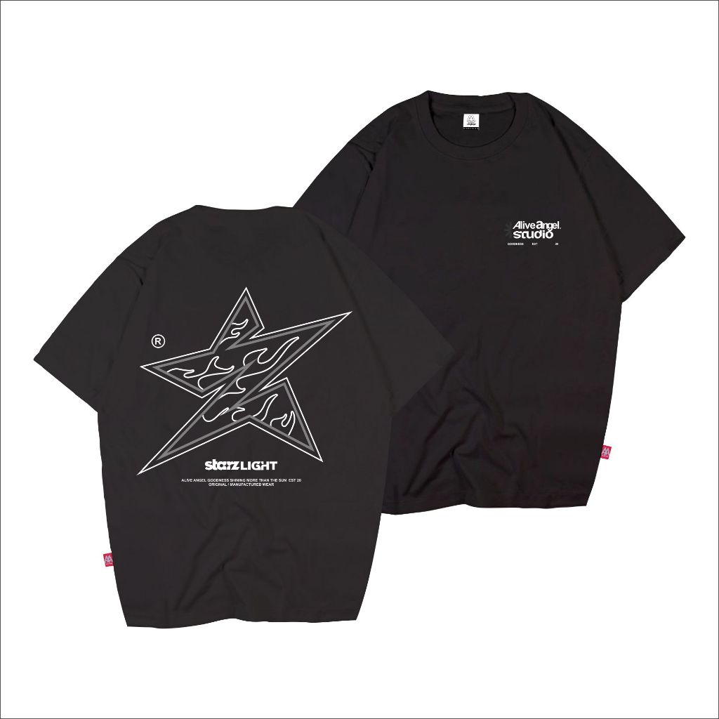 T-shirt Streetwear World Wide Starlight Black Tees Original Alive Angel Goodness Wear Full tag Label