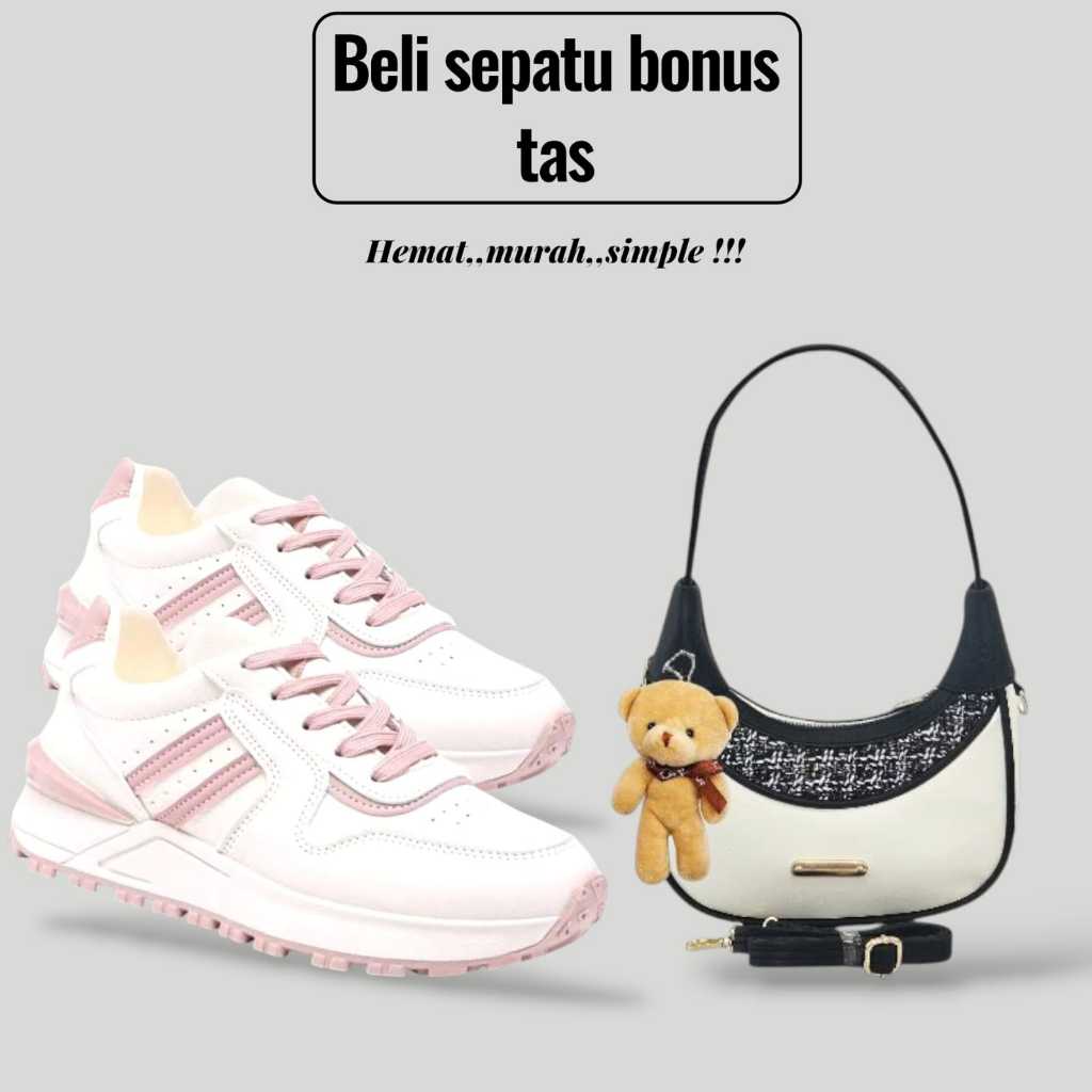paket hemat 2set sepatu wanita adista dan tas slempang wanita elody plus boneka