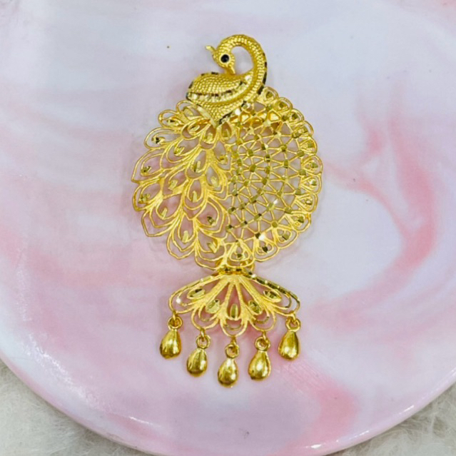 liontin bros bross 2 in 1 merak ekor rumbai mewah elegant emas asli kadar 875