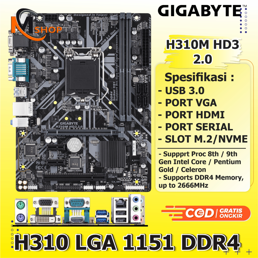 Mobo Mainboard Motherboard H310 Soket LGA 1151 DDR4