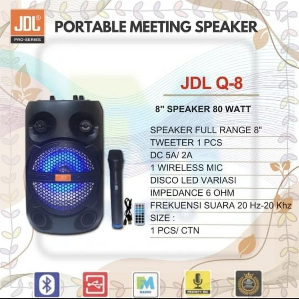 Speaker Portabel JDL 8 inch JDL Q-8 Bluetooth Original