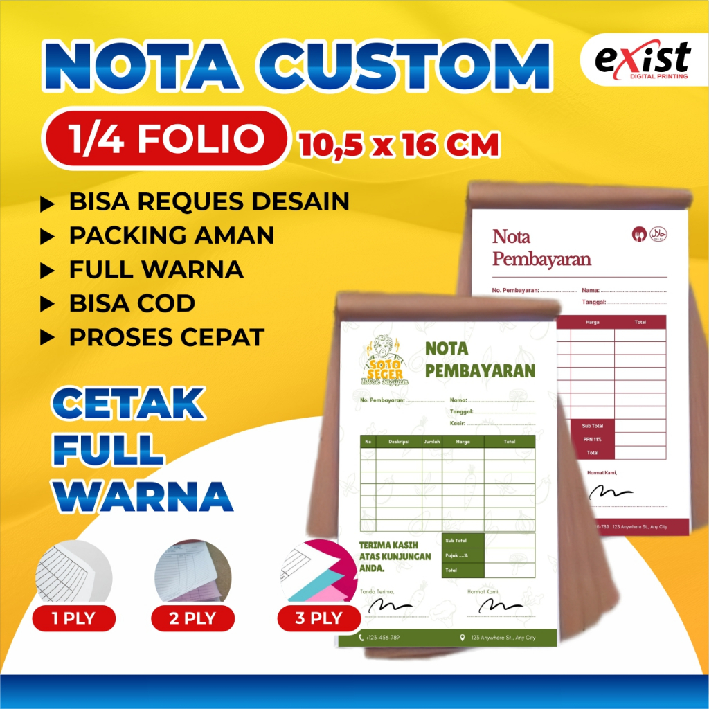 

Nota Custom Olshop 1/4 Folio FREE DESAIN Sendiri