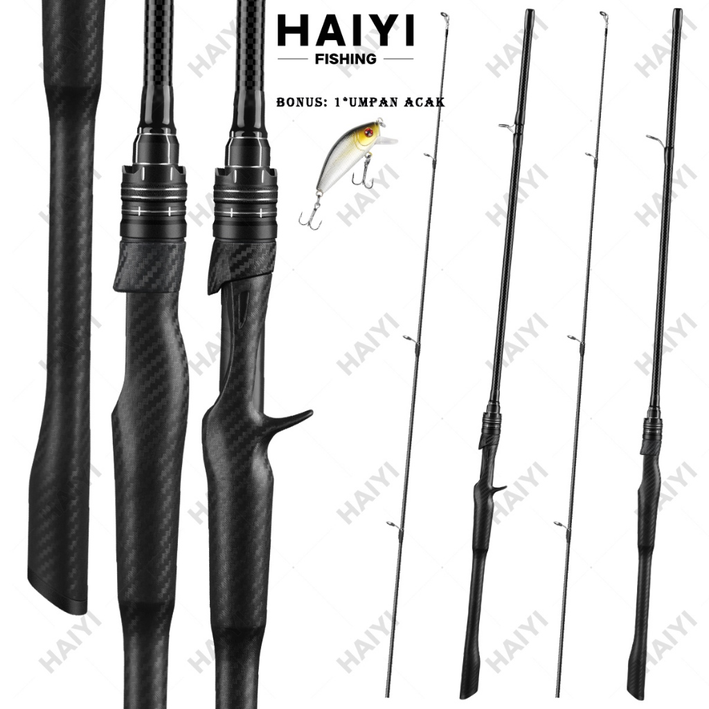 HAIYI FISHING Joran Pancing 1.65M/1.8M/2.1M Casting/Spinning  Karbon berongga 2 Section Max Drag 8kg
