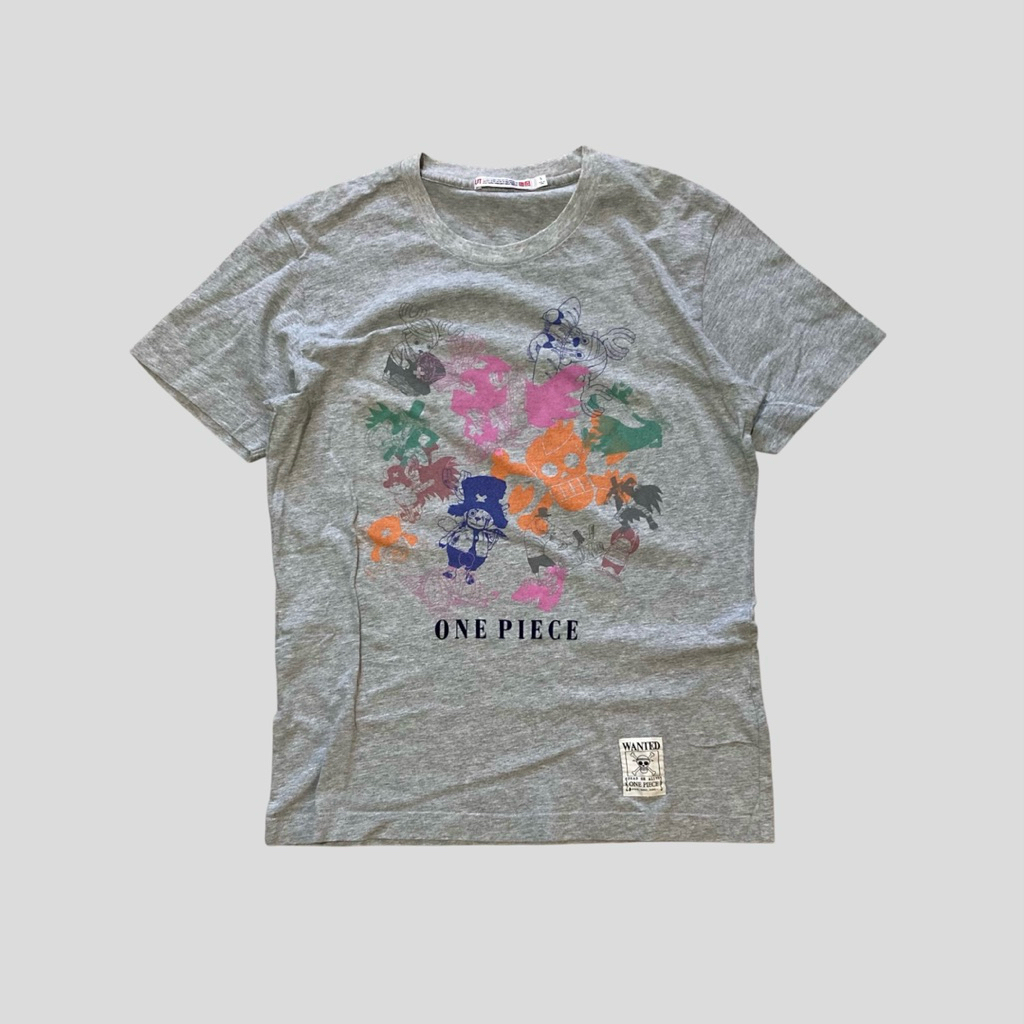 Kaos anime kartun uniqlo x one piece chopper grey second