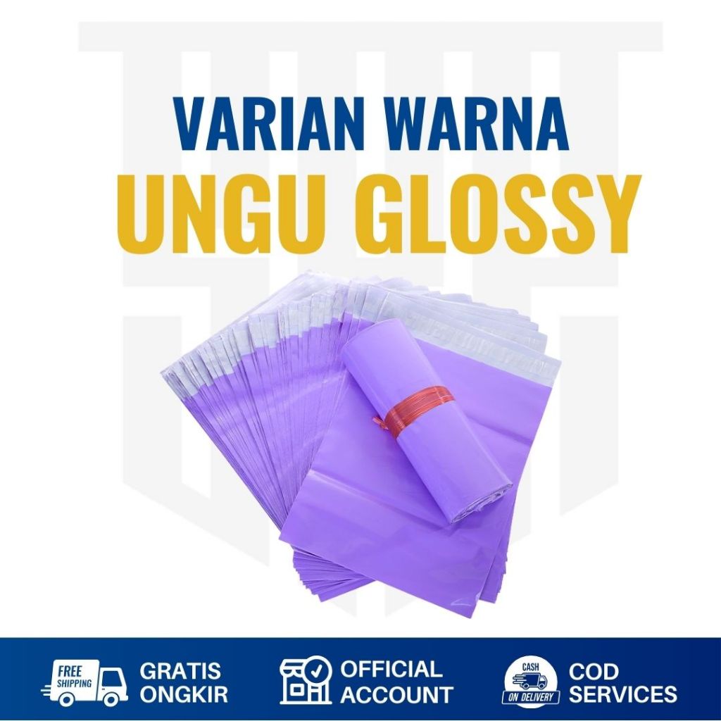 

Kantong Plastik Polymailer 30x40cm isi 100Pcs Warna Ungu Glossy | Plastik Packing Polymailer Untuk Packing Baju/Mukena/Kaos
