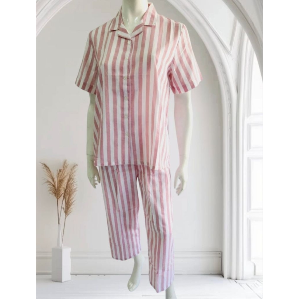 ST.YVES STRIPE COTTON SETELAN PIYAMA WANITA