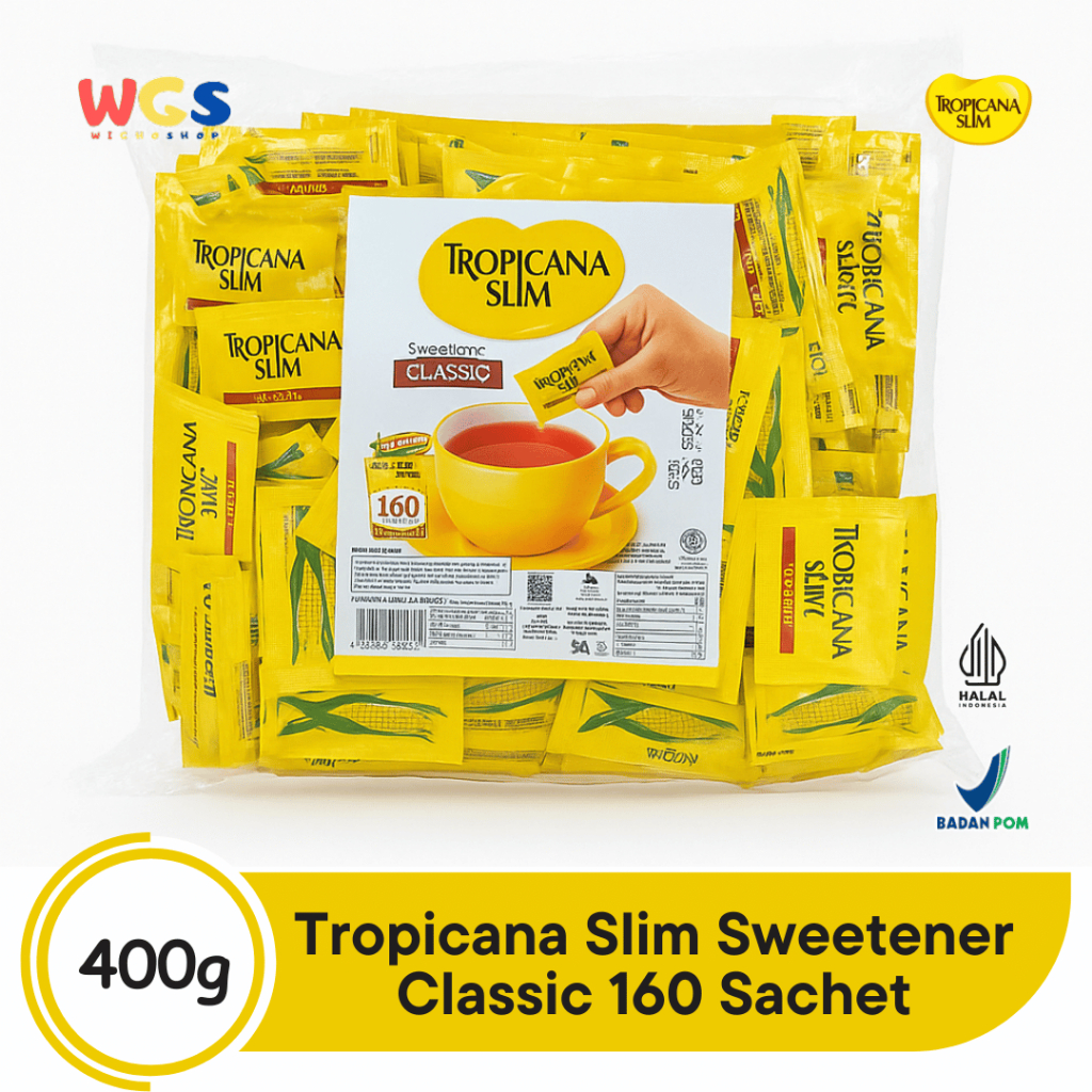 

Tropicana Slim Sweetener Classic 160 Sachet – Pemanis Rendah Kalori Bebas Gula