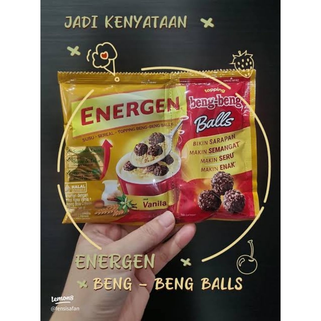 

Energen Vanila topping Beng Beng Balls 1R= 10psc