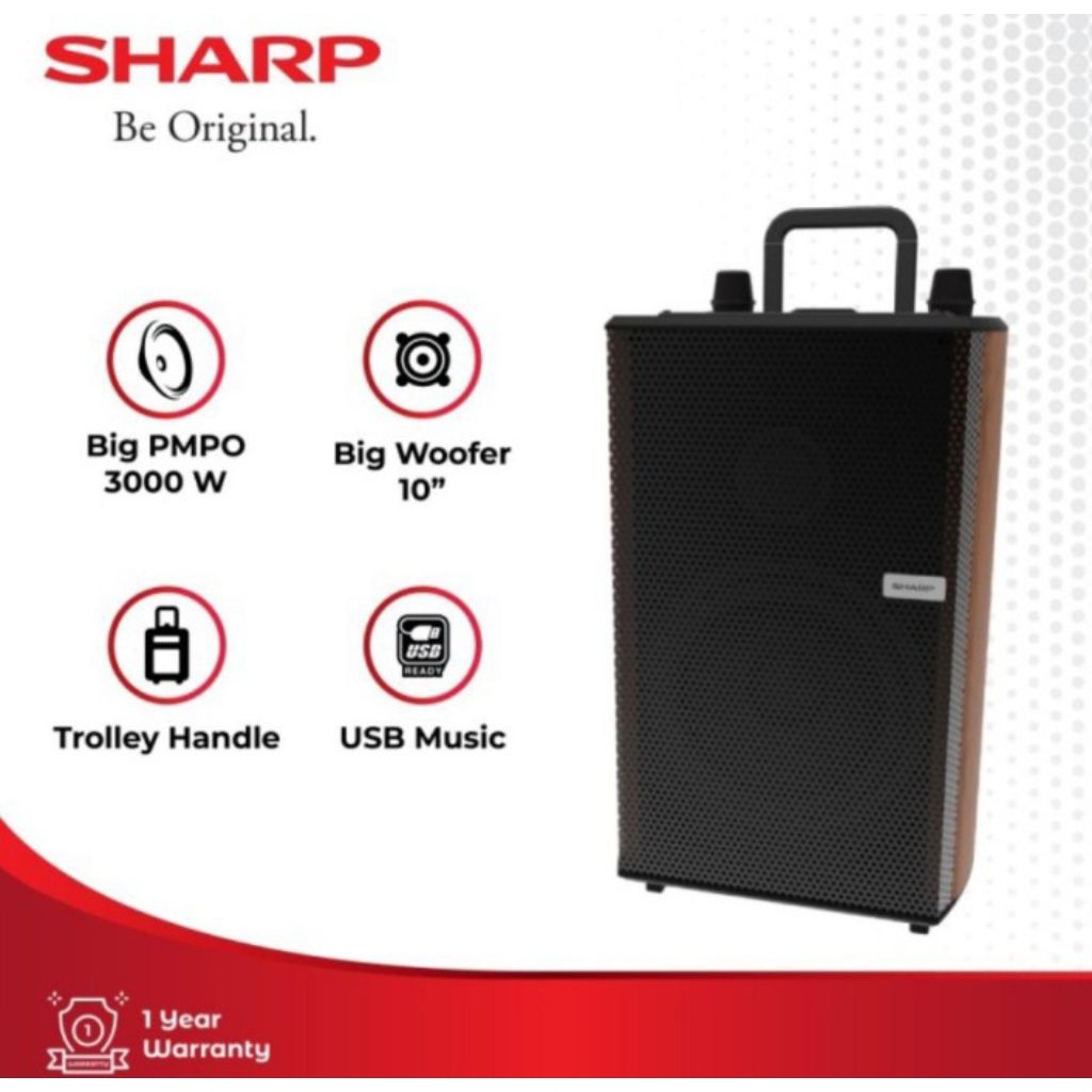 SPEAKER AKTIF SHARP TROLLEY CBOX 10 MBO - SHARP SPEAKER TROLLEY 10 INCH - SPEAKER BLUETOOTH SHARP 10