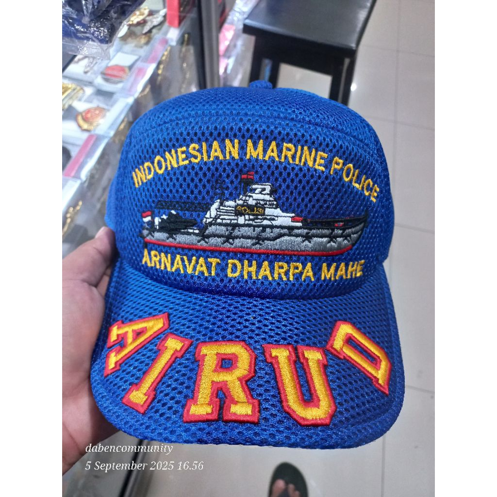 topi biru jaring airud