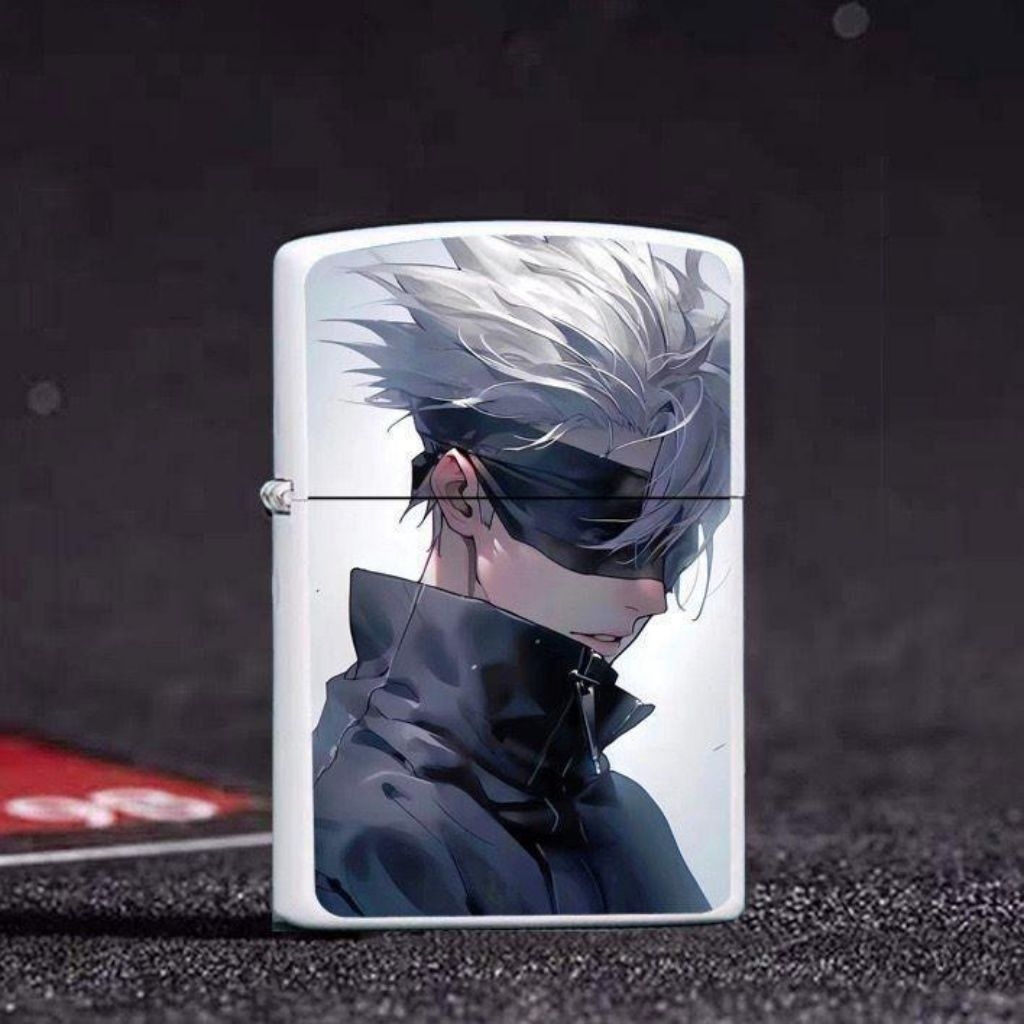 Zippo Custom Korek Api Anime Custom Uv Painting Super Mario/Astrnot Black Matte Bisa Request Gambar 