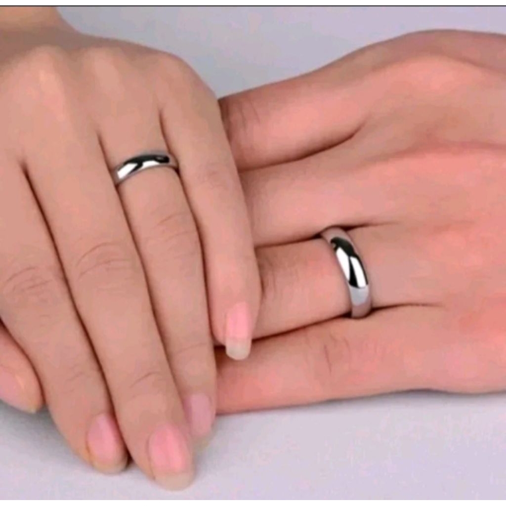 cincin koin logam perak cincin pria wanita perak polos anti karat cicin cauple