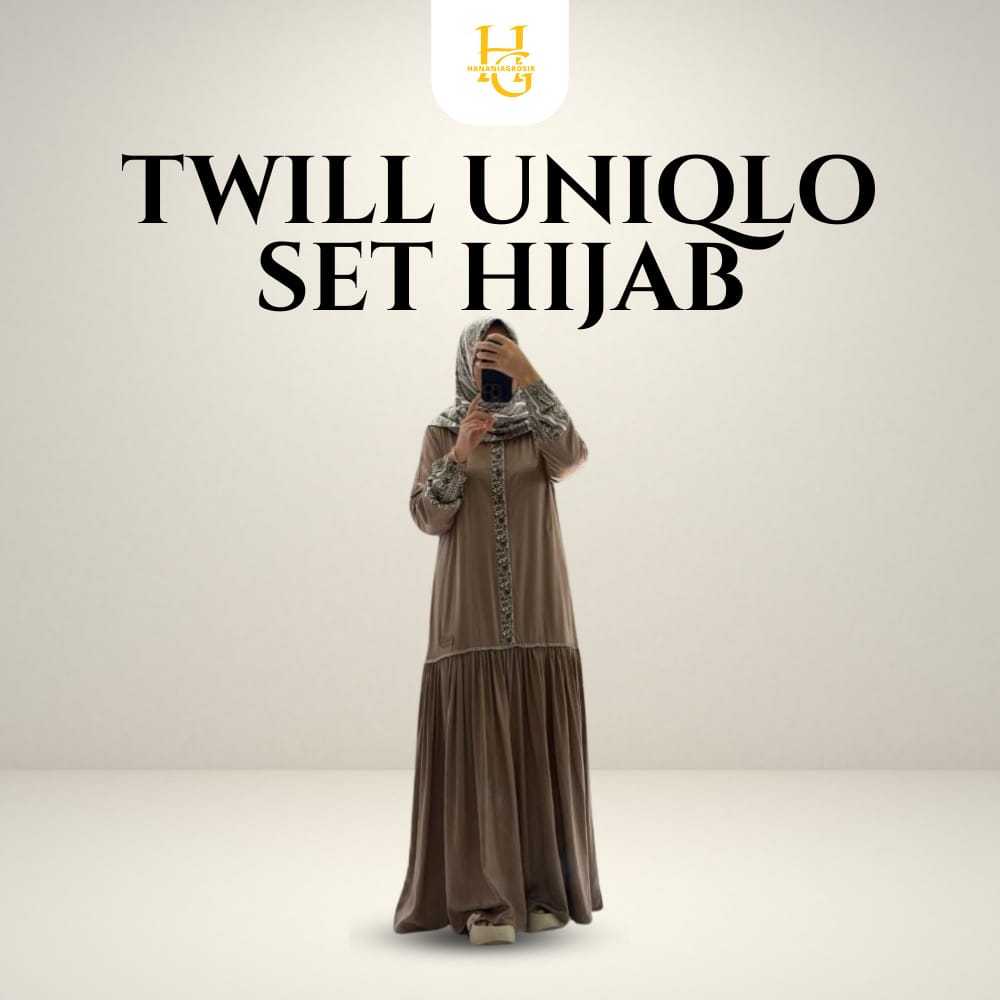 DRESS Wanita Bahan TWILL UNIQLO SET HIJAB ORIGINAL NADHEEFA STORE BY TUTIK Z