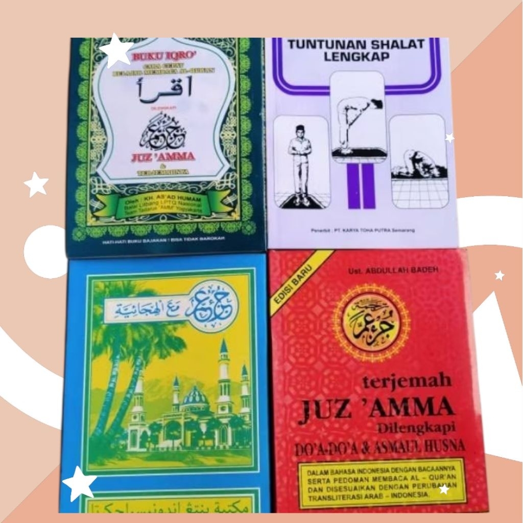 Satu paket buku Risalah tuntunan sholat lengkap terjemah juz amma turutan iqro