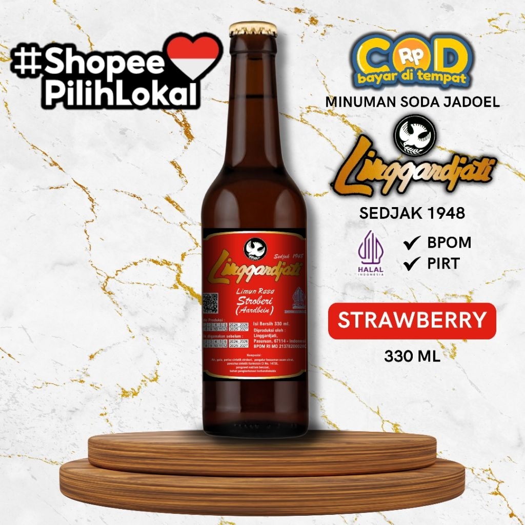 

Limun Soda Linggarjati Strawberry 330ml | Linggardjati Halal Termurah